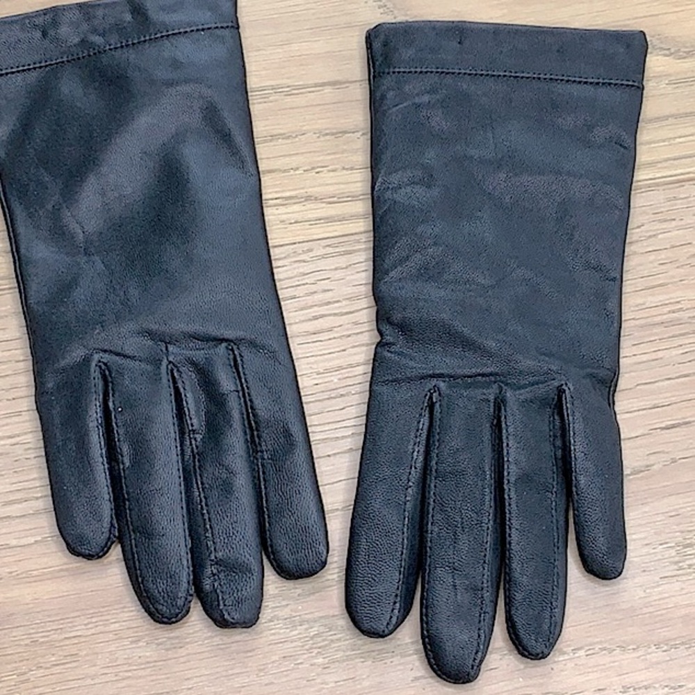 Cashmere lines Black leather gloves